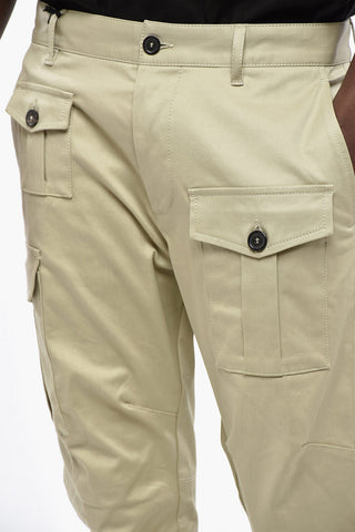 Stretch Cotton Cargo Pants with Silver-Tone Logo