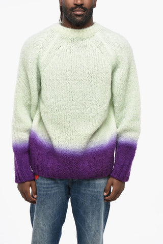 Gradient Effect Wool Blend Crew-neck Sweater