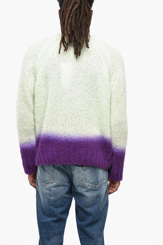 Gradient Effect Wool Blend Crew-neck Sweater