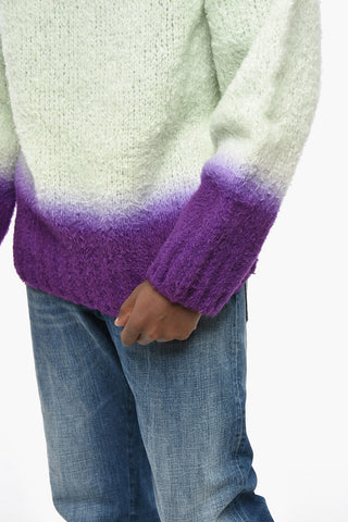 Gradient Effect Wool Blend Crew-neck Sweater