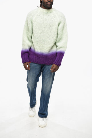 Gradient Effect Wool Blend Crew-neck Sweater