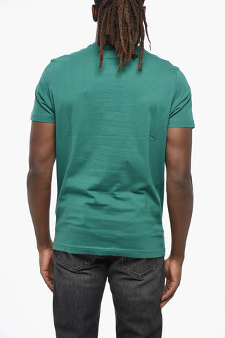 Crewneck T-Shirt T-DIEGOR-E17-OUT Solid Color with Tone-on-Tone Print