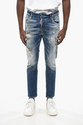 Worn-Effect Jeans SKATER with Distressed Details and Decorative Stains 16cm