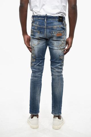 Worn-Effect Jeans SKATER with Distressed Details and Decorative Stains 16cm