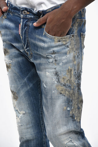 Worn-Effect Jeans SKATER with Distressed Details and Decorative Stains 16cm