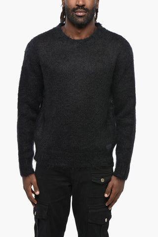 Fuzzy-Pullover aus Mohair-Mischung einfarbig