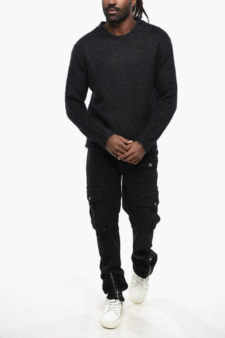 Fuzzy-Pullover aus Mohair-Mischung einfarbig