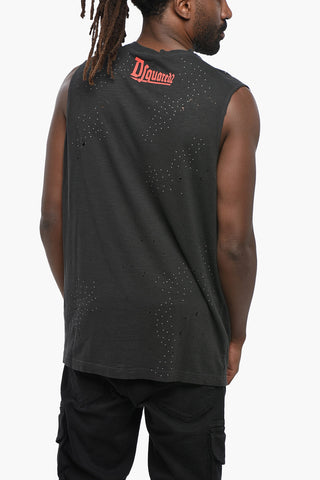 Tank Top CIGARETTE FIT with Vintage Effect and Studs