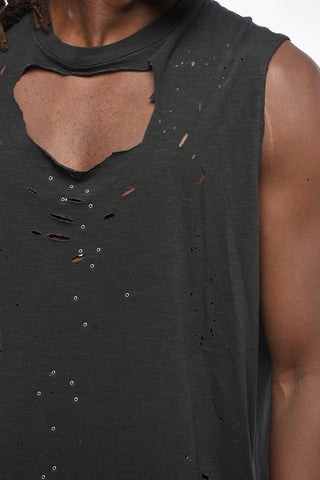 Tank Top CIGARETTE FIT with Vintage Effect and Studs