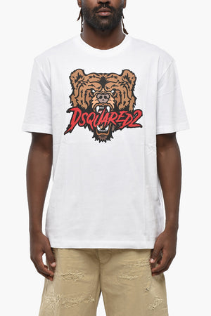 Crew Neck T-Shirt ANGRY BEAR with Print