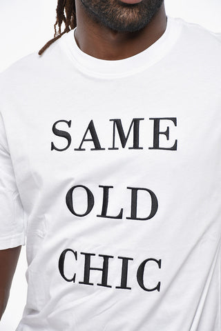 COUTURE! Uni T-Shirt SAME OLD CHIC mit Kontraststickerei