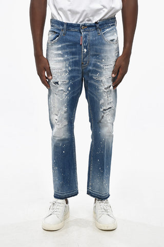 Jeans BRO Decolarati con Patch Logo in Suede 19cm