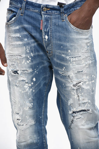 Jeans BRO Decolarati con Patch Logo in Suede 19cm