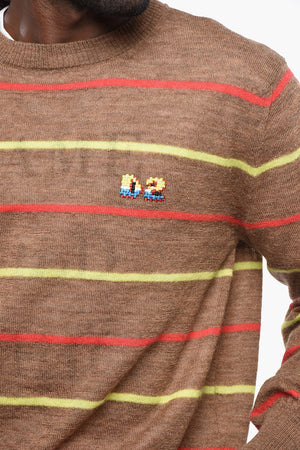Rundhals-Pullover GOOD GAME gestreift mit besticktem Logo
