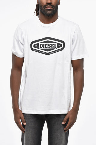 Solid Crew-Neck T-Shirt T-JUST 250116 OFF with Printed Logo