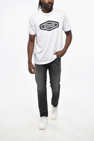 Solid Crew-Neck T-Shirt T-JUST 250116 OFF with Printed Logo