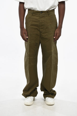 Pantaloni Effetto Distressed a Gamba Ampia