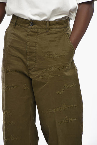 Pantaloni Effetto Distressed a Gamba Ampia