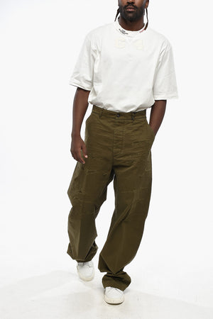 Distressed-Effect Wide-Leg Trousers