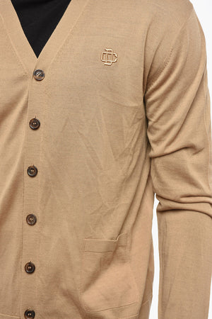 Cardigan in Lana Vergine con Monogram in Rilievo