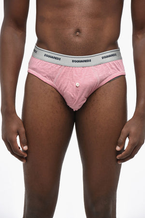 Stretch Cotton Briefs with Button
