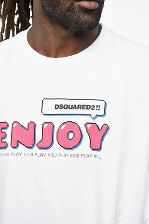 Crewneck T-Shirt SKATER FIT Long-Sleeve with Contrast Print
