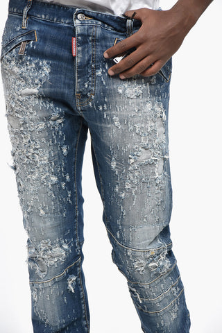 Jeans Biker HONDA COOL GUY Effetto Distressed con Spacco alla Caviglia 17cm