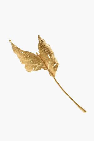 Leaf-Shaped Brooch with Gold Effect