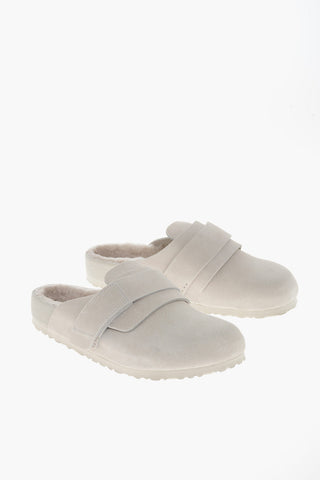TEKLA Suede Mules with Velcro Closure