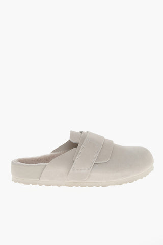 TEKLA Suede Mules with Velcro Closure