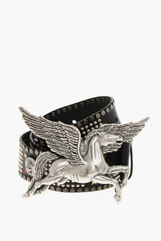 Studded Leather Belt HORSE with Maxi Buckle 45mm