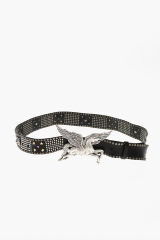 Studded Leather Belt HORSE with Maxi Buckle 45mm