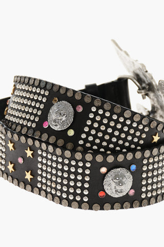 Studded Leather Belt HORSE with Maxi Buckle 45mm
