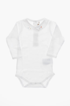 Cotton Bodysuit CYGNE with Embroidered Collar