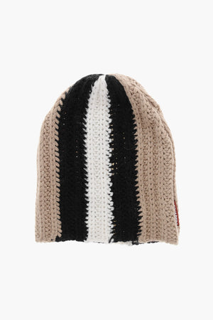 Alpaca Blend Beanie Hat with Color Block Design