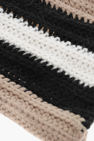 Alpaca Blend Beanie Hat with Color Block Design
