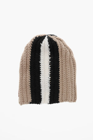 Alpaca Blend Beanie Hat with Color Block Design