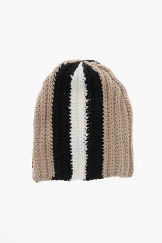 Alpaca Blend Beanie Hat with Color Block Design