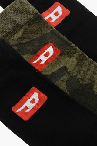 Set 3 Paia di Calzini SKM-RAYTHREEPACK-R In Cotone e Nylon con Monogram