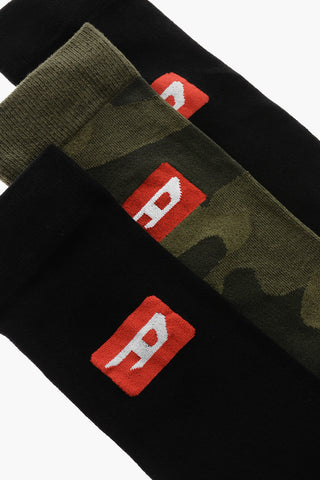 Set 3 Paia di Calzini SKM-RAYTHREEPACK-R In Cotone e Nylon con Monogram