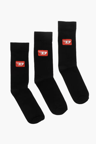 Set mit 3 Paar Socken SKM-RAYTHREEPACK-R aus Baumwolle und Nylon mit Monogramm
