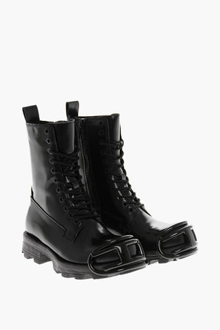 Leather Combat Boots HAMMER with Logo Toe