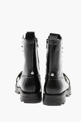 Leather Combat Boots HAMMER with Logo Toe