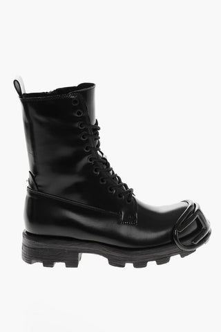 Leather Combat Boots HAMMER with Logo Toe