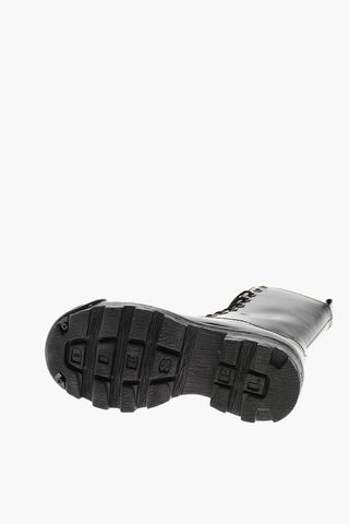 Leather Combat Boots HAMMER with Logo Toe