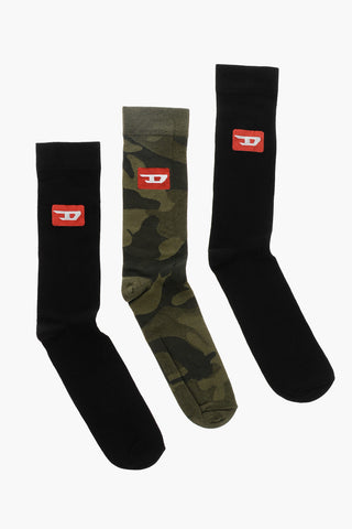 Set 3 Paia di Calzini SKM-RAYTHREEPACK-R In Cotone e Nylon con Monogram