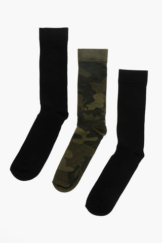 Set of 3 Pairs of Cotton and Nylon Socks SKM-RAYTHREEPACK-R with Monogram