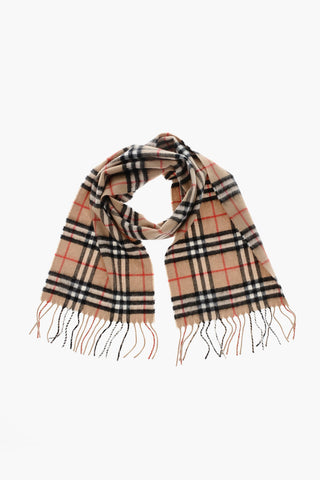 Checked Cashmere Scarf with Fringes