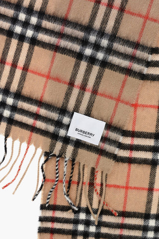 Checked Cashmere Scarf with Fringes