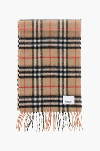 Checked Cashmere Scarf with Fringes
